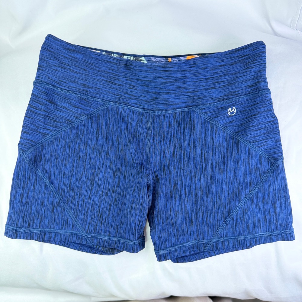 Maaji Active Shorts Womens Medium Blue Space Dye Tropical Waistband CP 3334